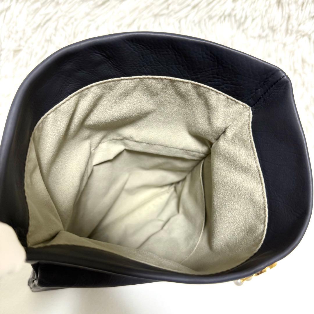 美品 タサキ バランス パール クラッチバッグ カーフレザー 5連 真珠 ポーチ