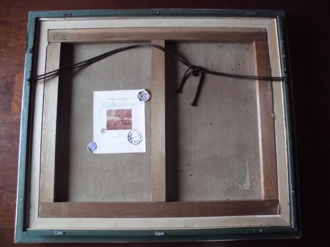 油彩画ミレー　仮題「牛のいる風景」F12サイズ　MUSEE ORSEYシール