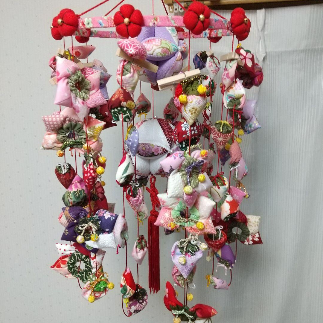 10連 102個 艶やか♪華やか♪ちりめん細工 つるし飾り 80cm