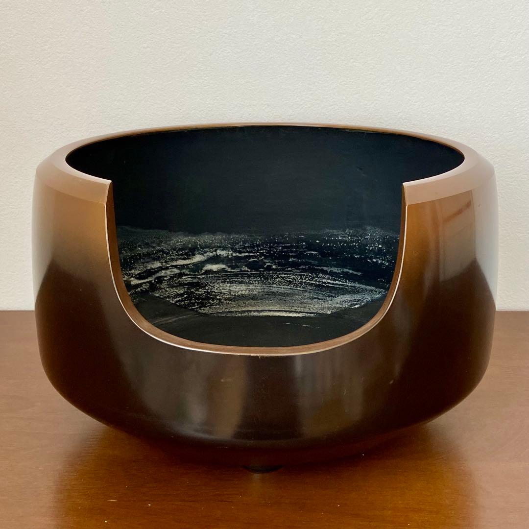 面取風炉 唐銅 鋳師 永洲 共箱入 茶道具 茶器 金属工芸 伝統工芸品