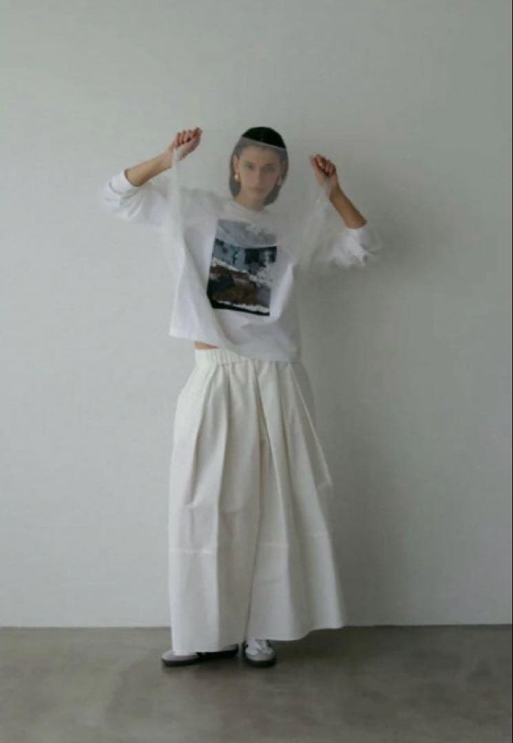 LOHEN ローヘン ハイカウントグログランスカートパンツ ホワイト