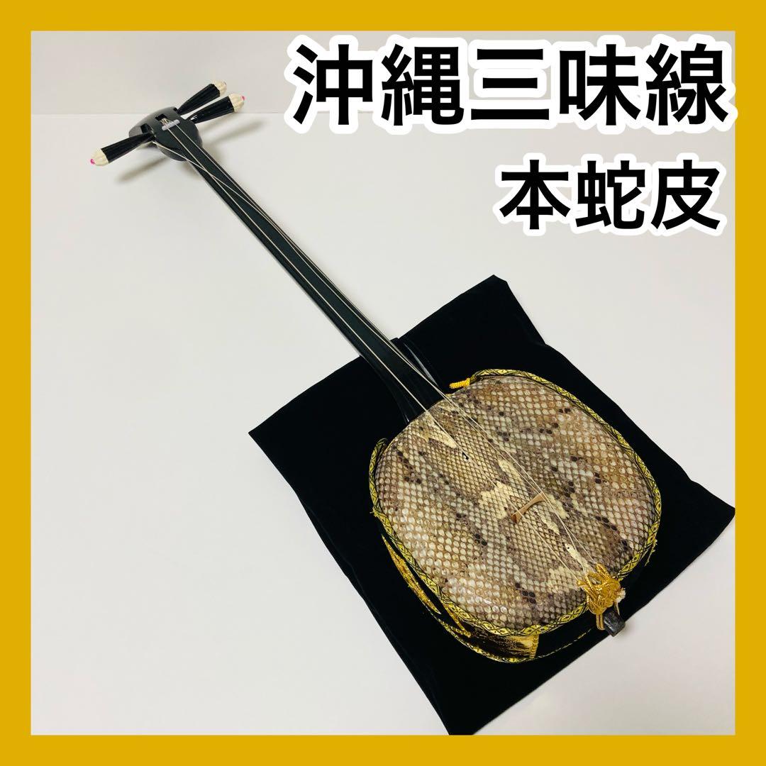 三線 本皮 本革 蛇皮 蛇革 三味線 琉球 沖縄 付属品多数 沖縄 沖縄