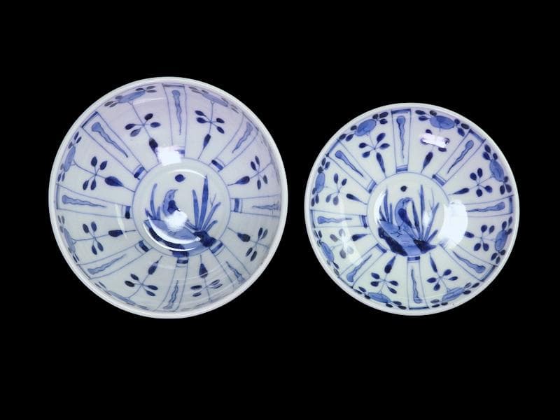 古伊万里 染付 芙蓉手 花鳥紋の図 大振蓋茶碗 F319AS-CXz - メルカリ