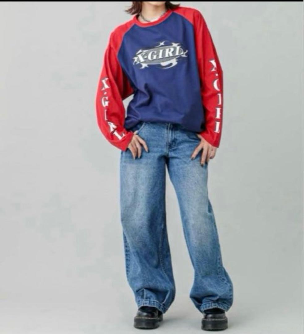 《入手困難品》あいみょん着用‼️X-girl ロンTネイビー長袖リンガーTシャツ