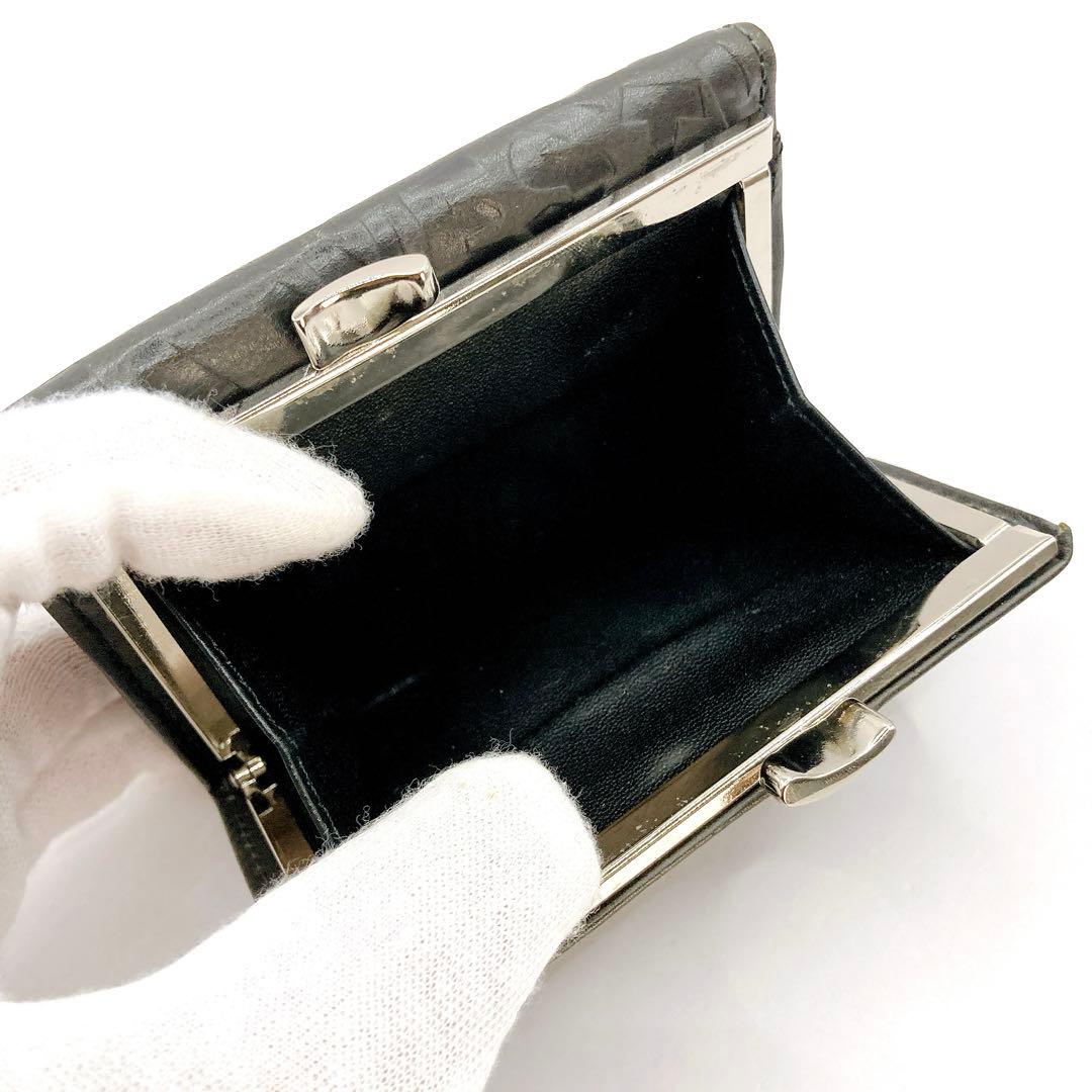美品✨ヴィヴィアンウエストウッド 財布 オーヴ 総柄 レザー がま口 ブラック
