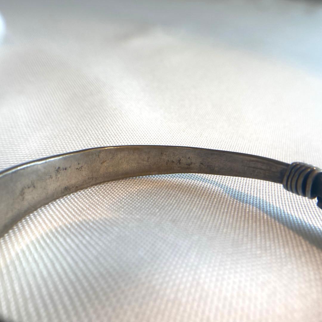 Old tribal silver 純銀 花鳥カービングバングル苗族 伝統工芸品