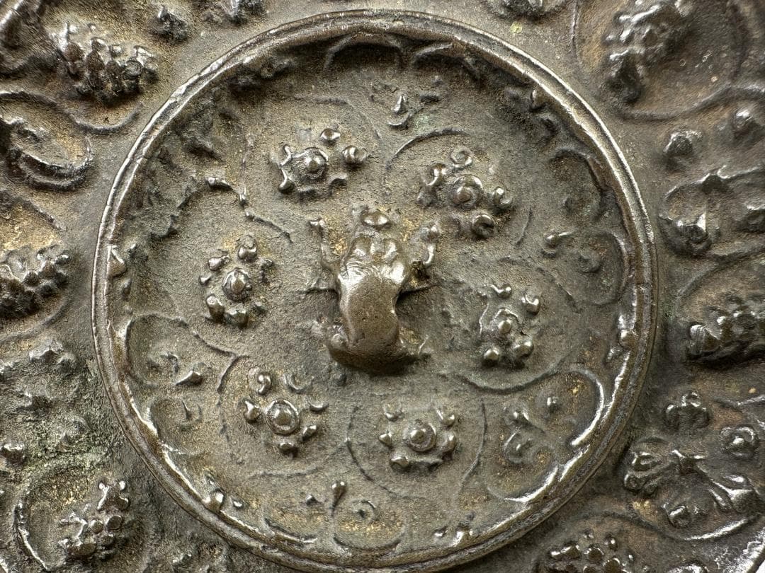 中国美術　唐時代　海獣葡萄文銅鏡　古鏡　時代物　古物保証　旧蔵出し