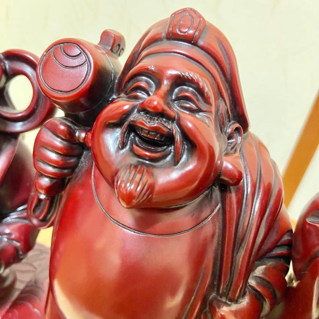 七福神 巨大 置物 縁起物 美術品 階段台座付き 笑福 骨董品 大黒天