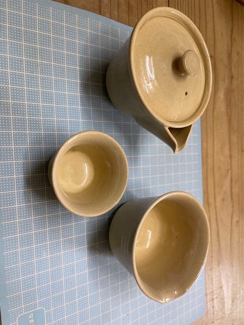 崇峰山窯 三浦崇男 萩焼 煎茶器【m1124 茶道具 骨董品 茶器 茶道 】