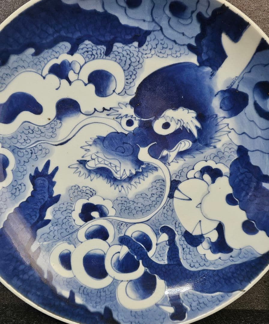 古伊万里阿呆っぽい鳥と龍大皿
