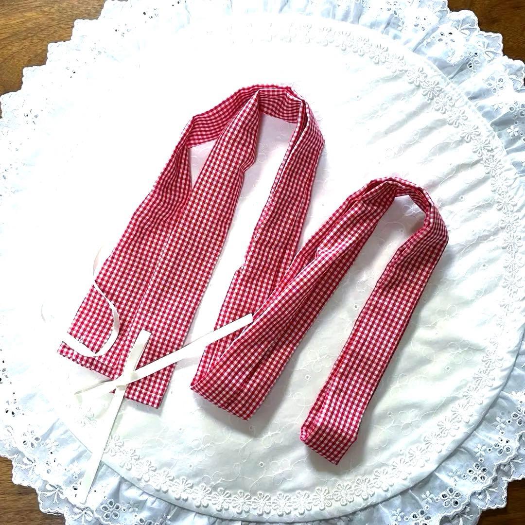 1167.くしゅくしゅリードカバー チェック赤 ハンドメイド犬おさんぽ