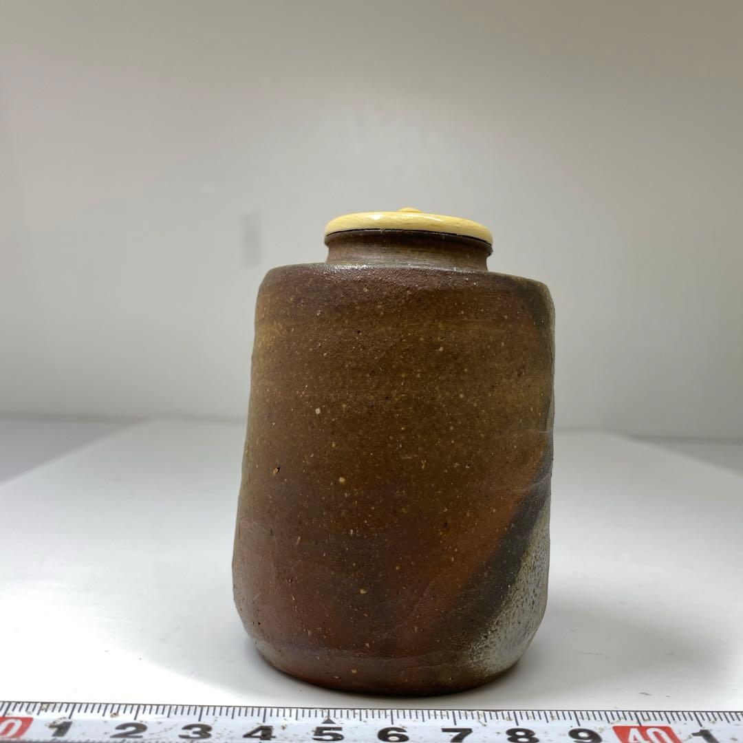 ☆茶3 美品伊勢崎競備前肩衝茶入共箱出来良東な6-0919①