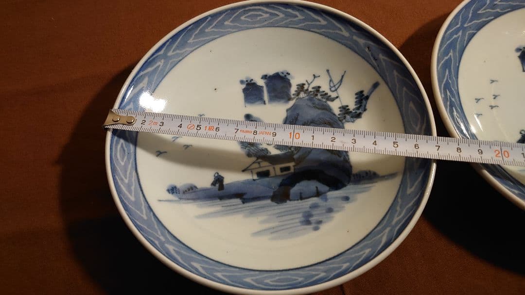 李朝 古玩 古染付 染付 中皿 菓子皿 茶道具 蔵出し 2客