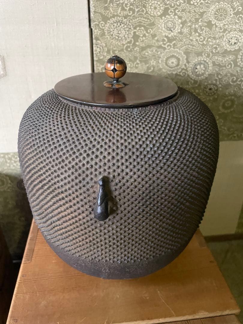 m.m高木治良兵衛 鉄釜共箱 野々田風炉型電熱器セット　茶道具