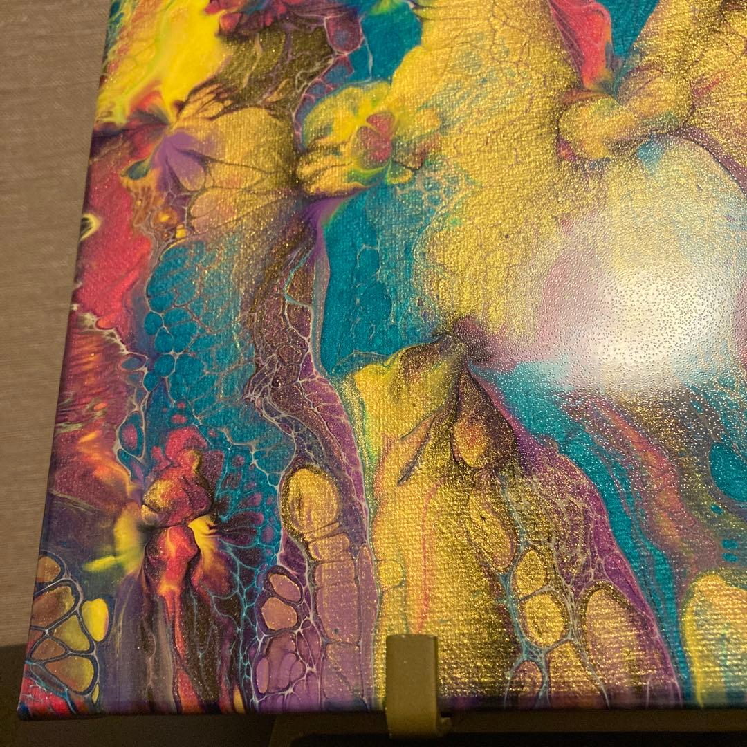 送料込み アクリルペイントアート  原画 ラメ カラフル