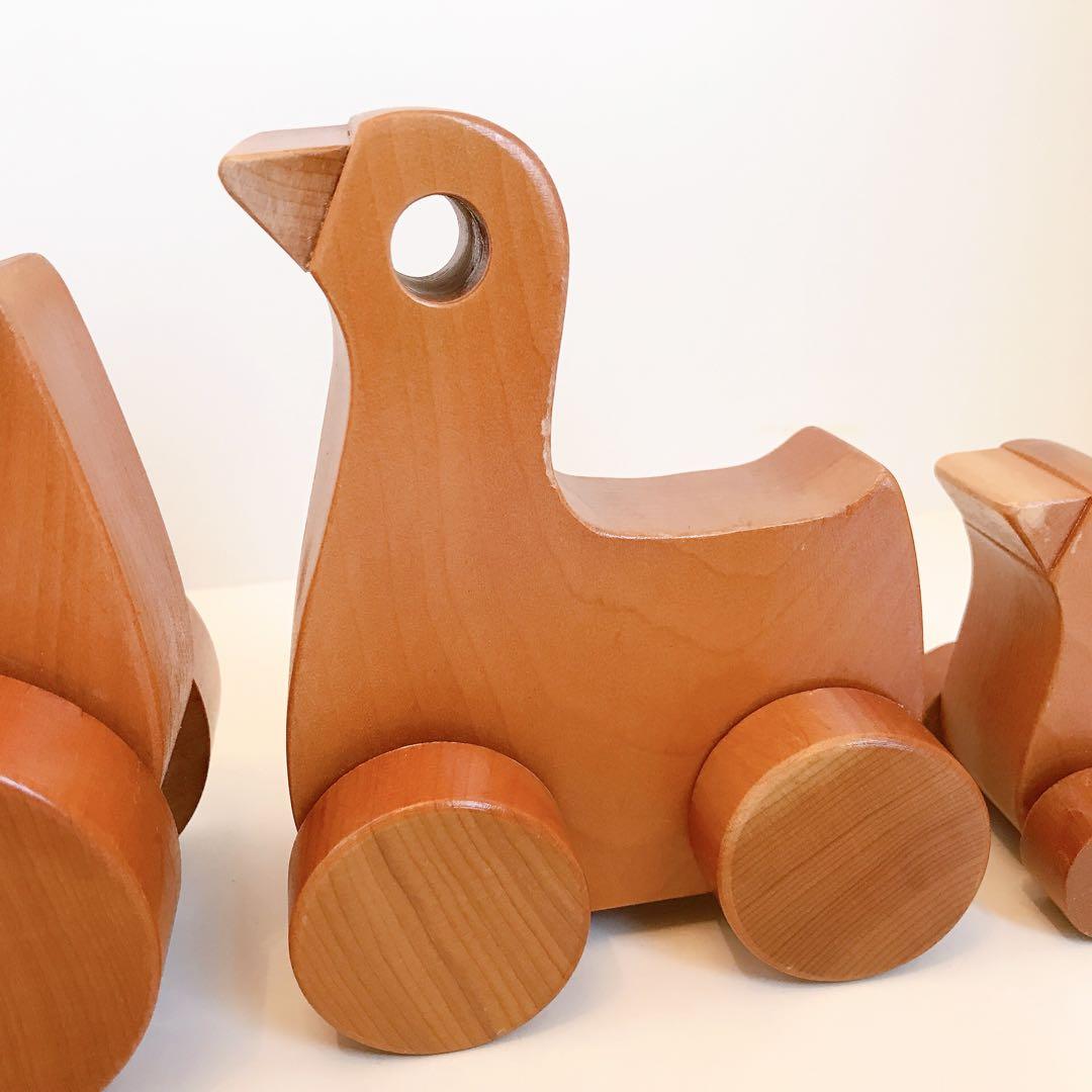 寺内定夫のおもちゃ　おんぶぐるま　とり　木のおもちゃ　希少　当時もの