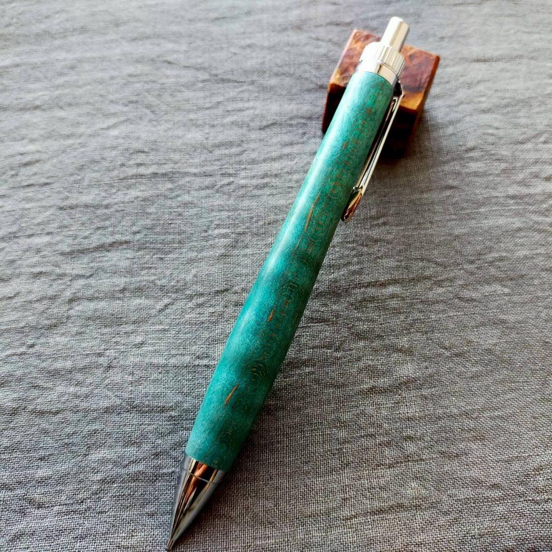 【翠】　スタビライズドウッド　ハンドメイド　木軸シャープペン　0.5mm