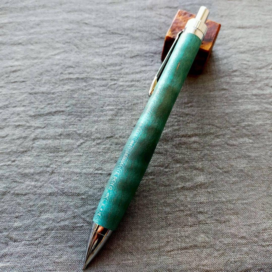 【翠】　スタビライズドウッド　ハンドメイド　木軸シャープペン　0.5mm