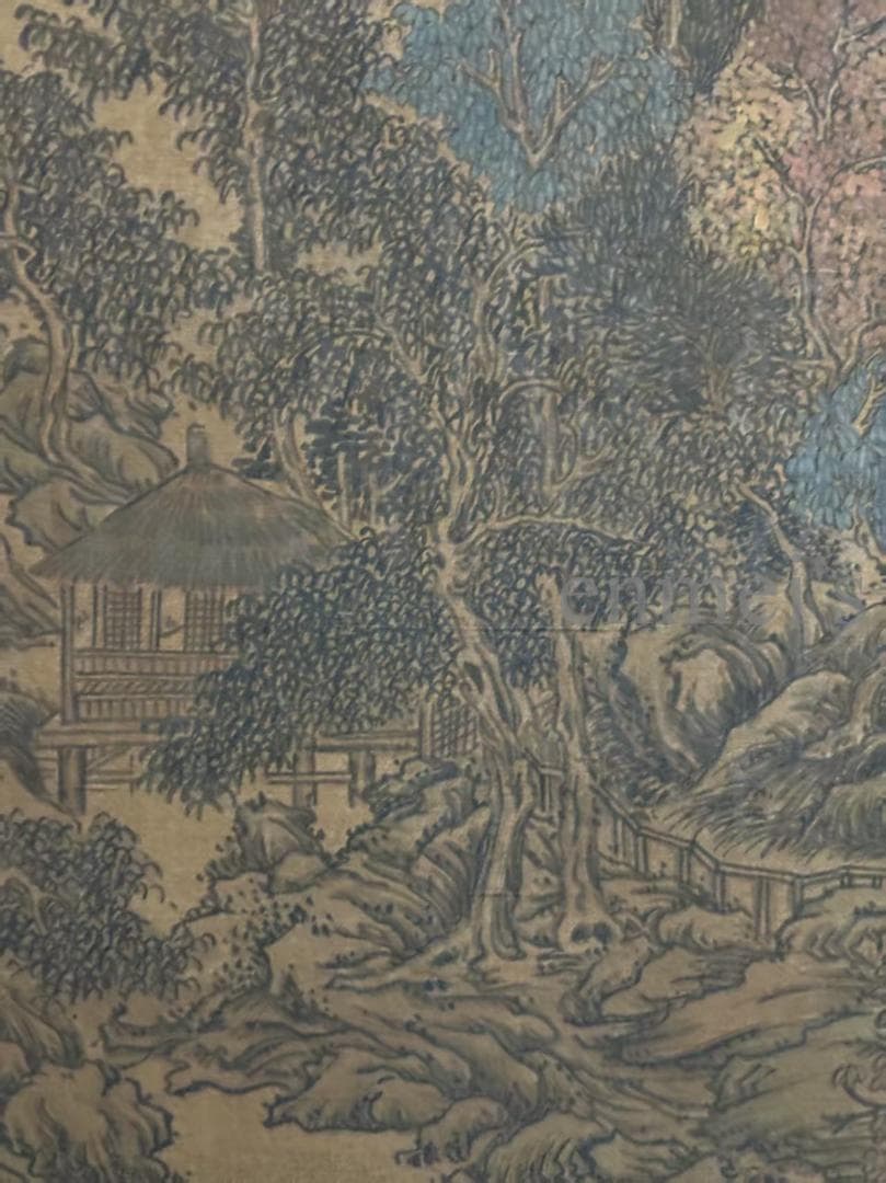 中国古美術 清時代の彩代 絹本手描き 黄公望 山水図 水墨画 三