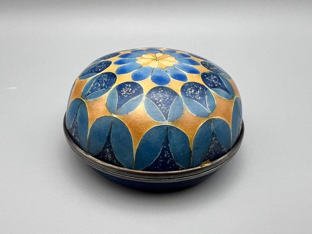 有線七宝蓋物　北原上子作　在銘　香合　重量約174.5g