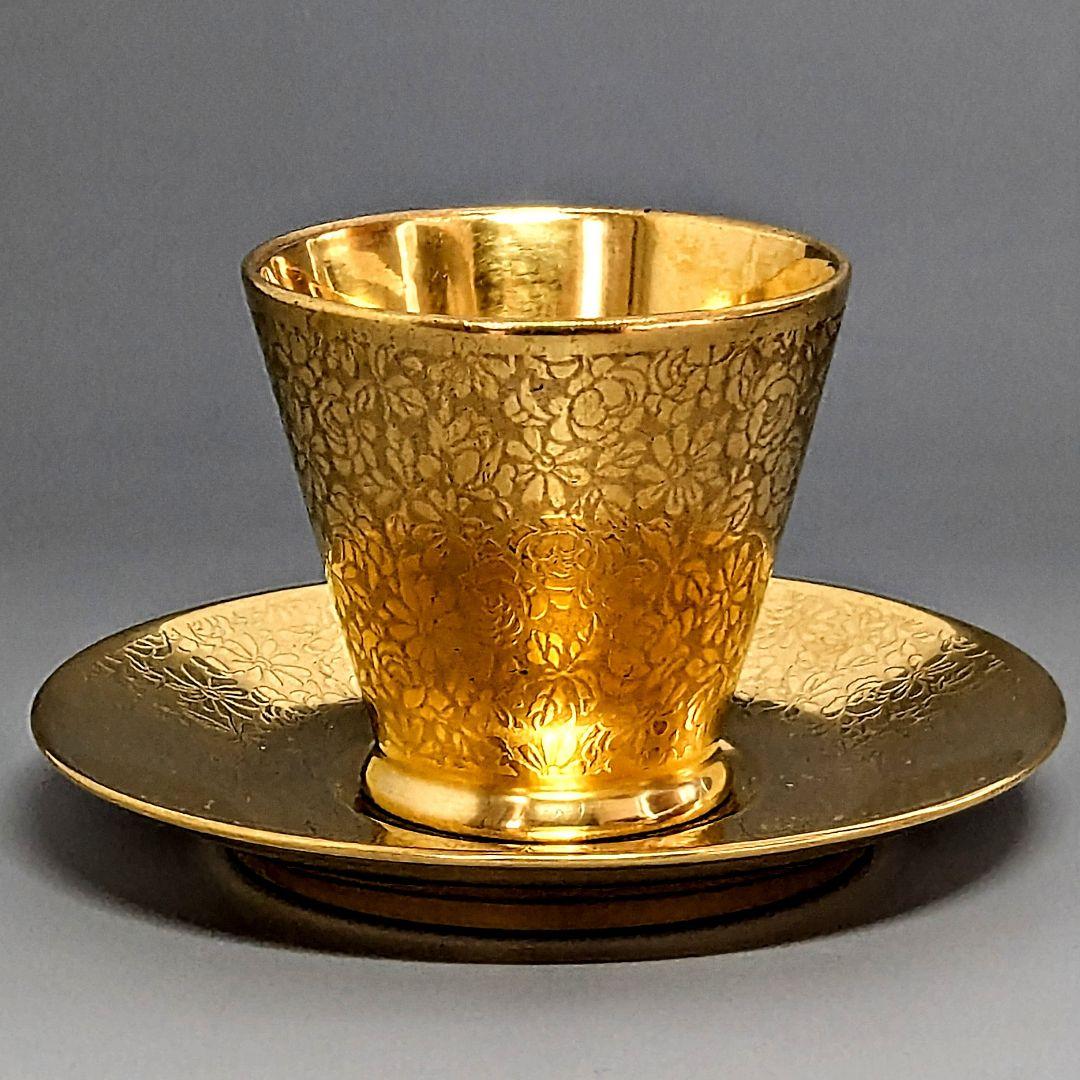 アンティークピッカード金彩エッチング クサラシ技法 華装飾紋様 カップ＆ソーサー