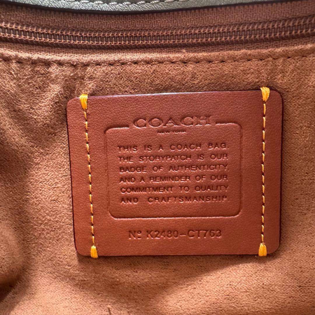 美品✨ コーチ フェイ ドローストリングバッグ レザー 巾着 ゴールド金具 水色