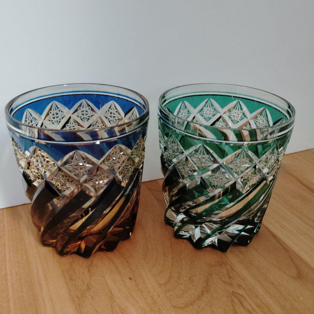 【美品】江戸切子２点　作高野秀徳 美品】江戸切子2点 作高野秀徳