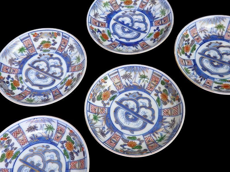 大聖寺伊万里 染錦 割絵 菊に笹の図 4寸皿 5枚 1592AS-DAc - メルカリ