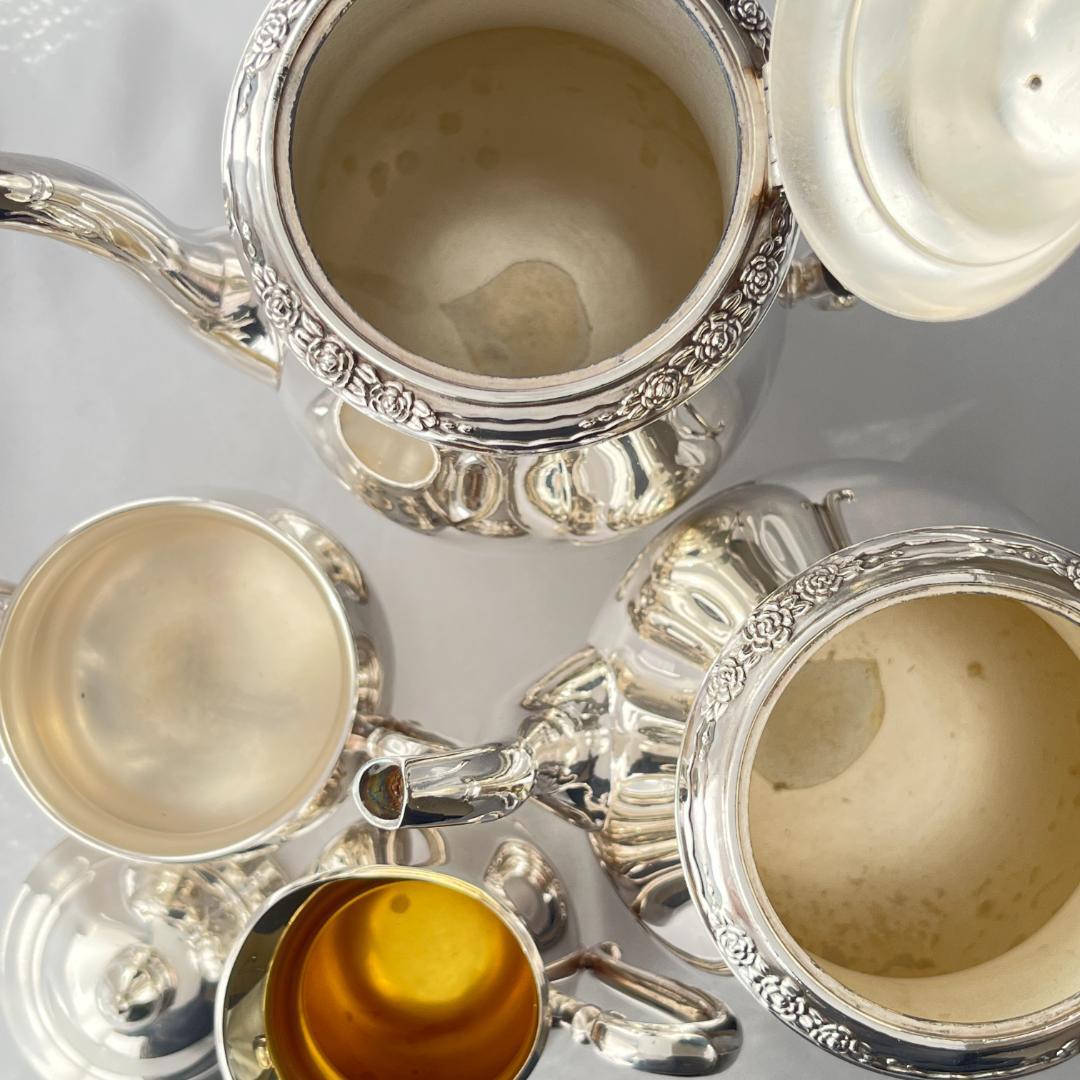 【CAMILLE】ティーサービス 5点 トレー ティーポット 薔薇のレリーフ