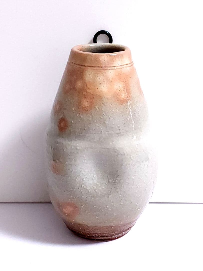 十三代 田原陶兵衛 萩焼 掛花入 共箱 共布 栞 茶道具