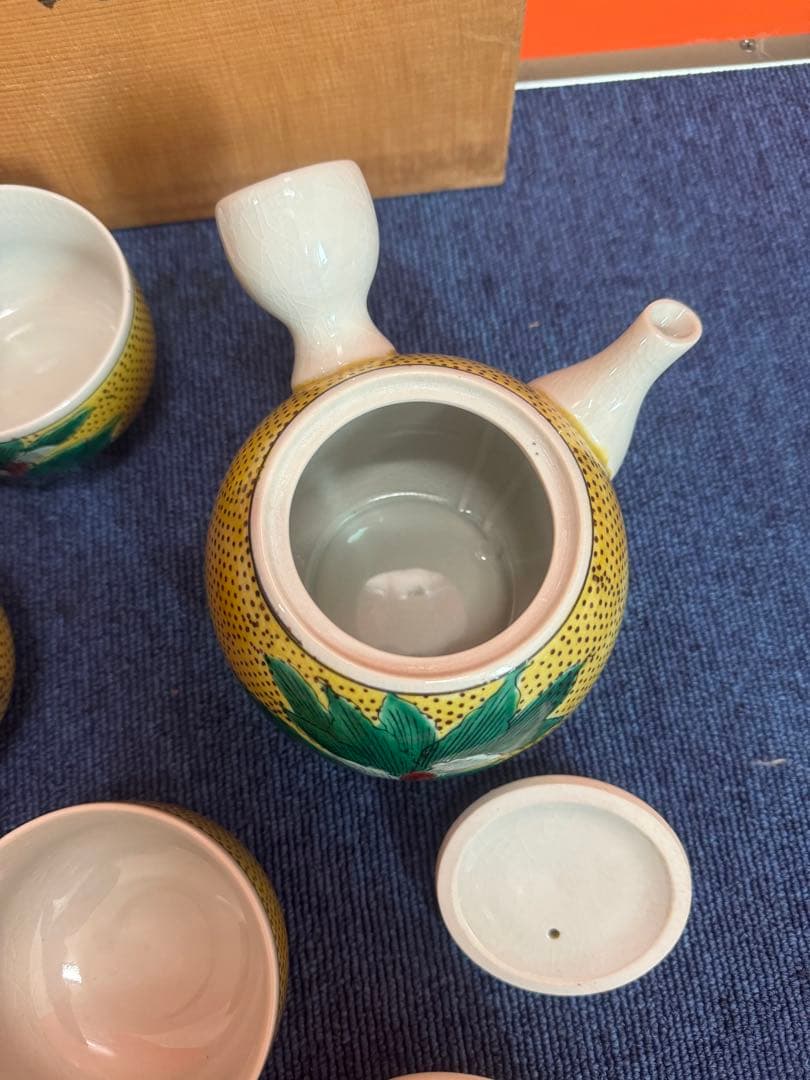 1829 九谷焼 茶器セット 急須1客 湯呑蓋付5客 未使用