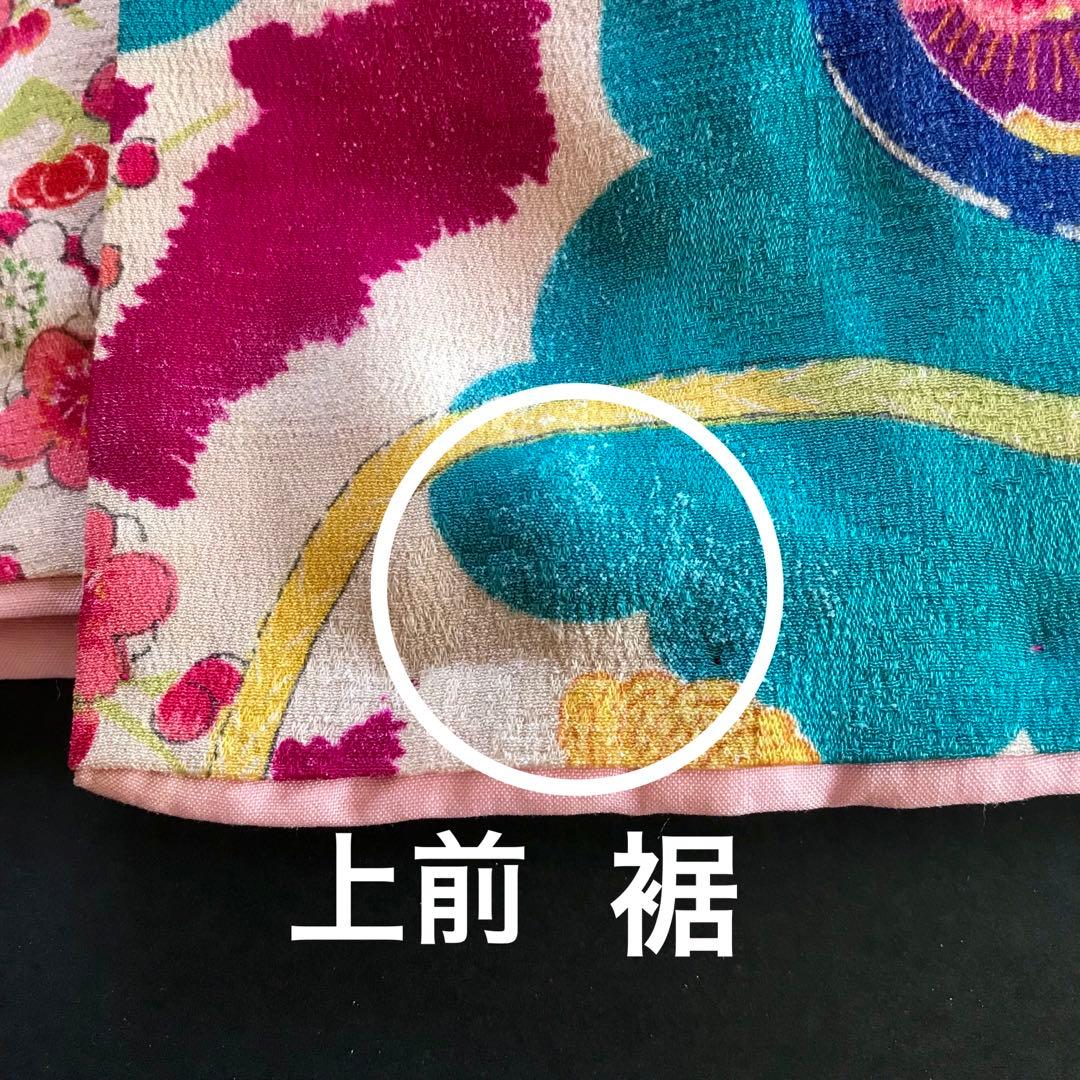 正絹 アンティーク着物 女の子 七五三 ◇檜扇 花車 古典柄