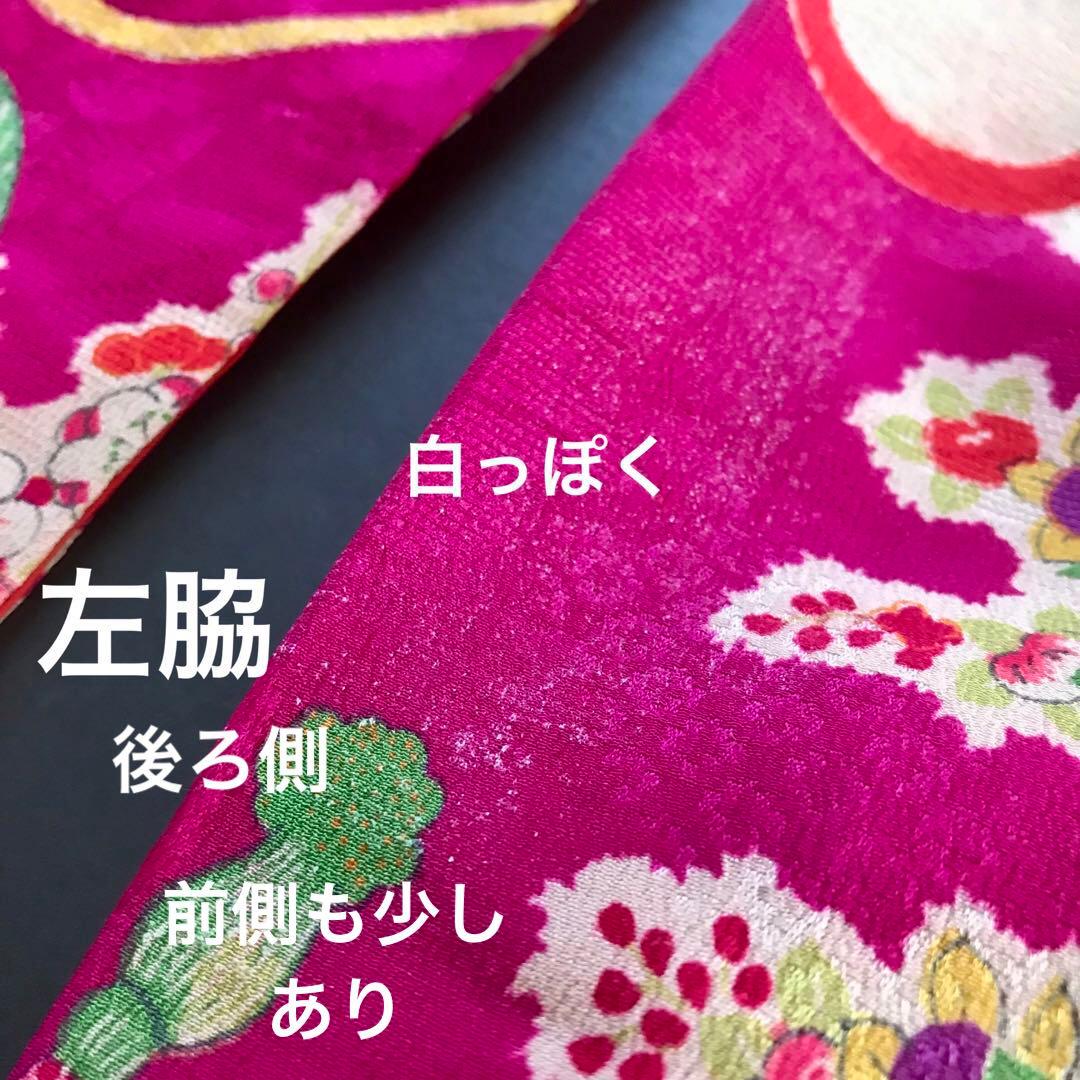 正絹 アンティーク着物 女の子 七五三 ◇檜扇 花車 古典柄