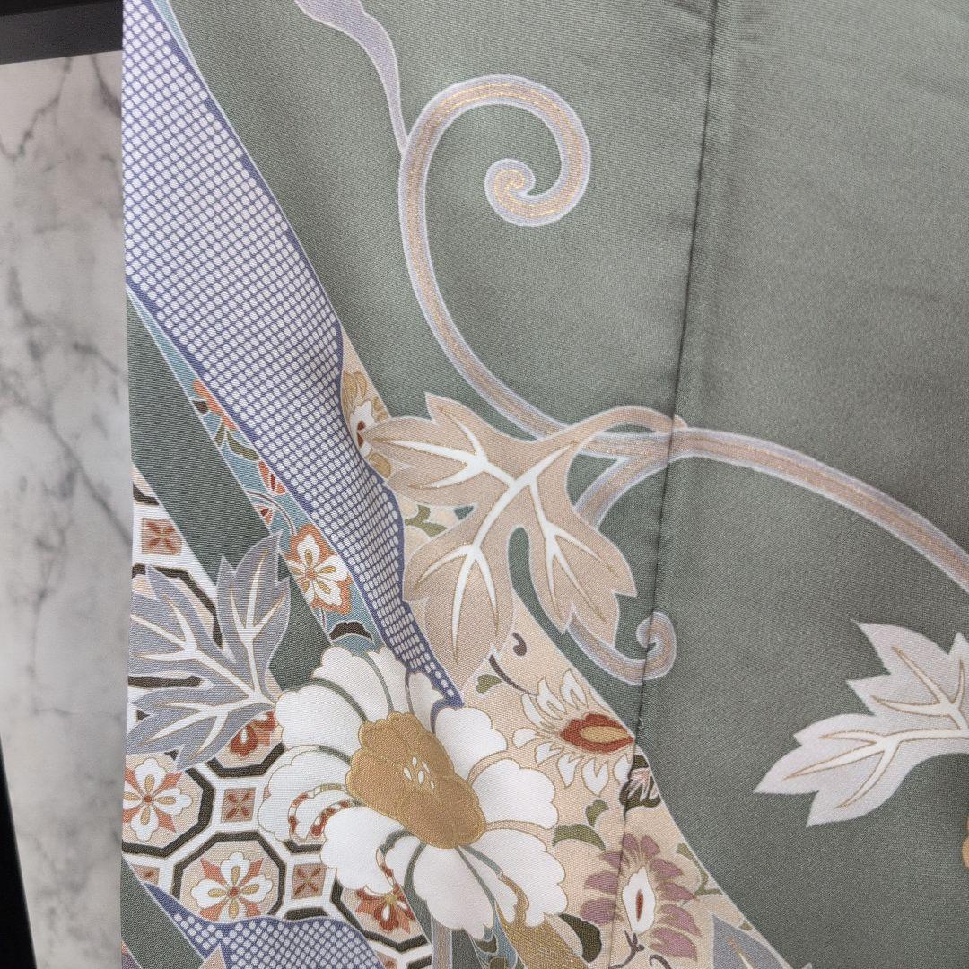 正絹色留袖 金駒金箔 落款 一つ紋