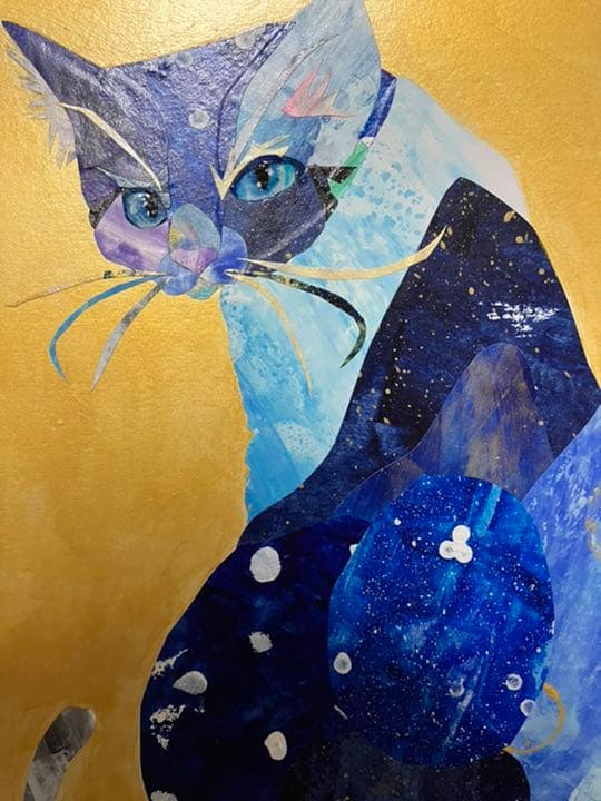 コラージュ猫　絵画　イラスト　ドローイング