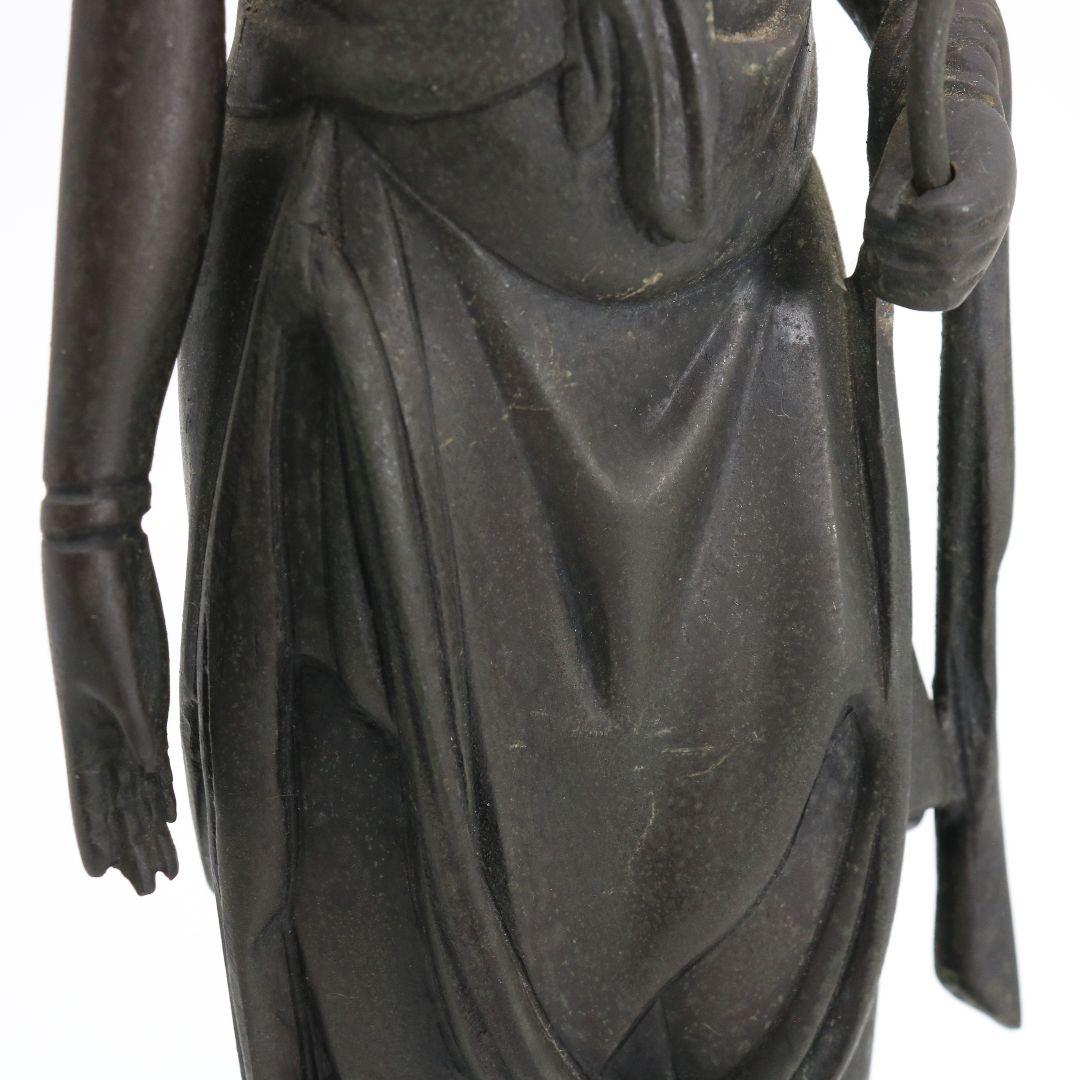 聖観音菩薩像 仏教美術 銅製/ブロンズ 仏像 置物 AB228 1FB6