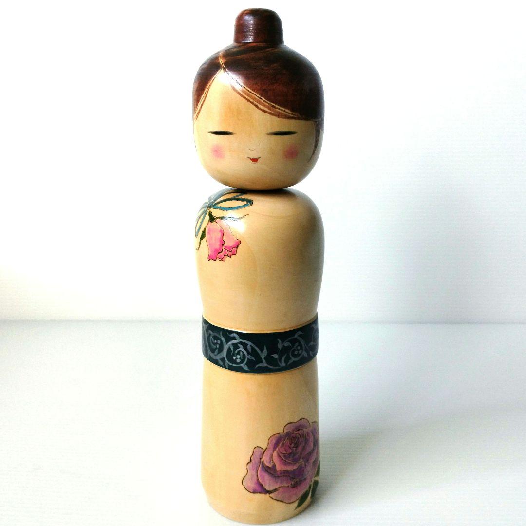こけし 創作こけし 大内裕子工人 近代こけし 薔薇 工芸品 大き目 31