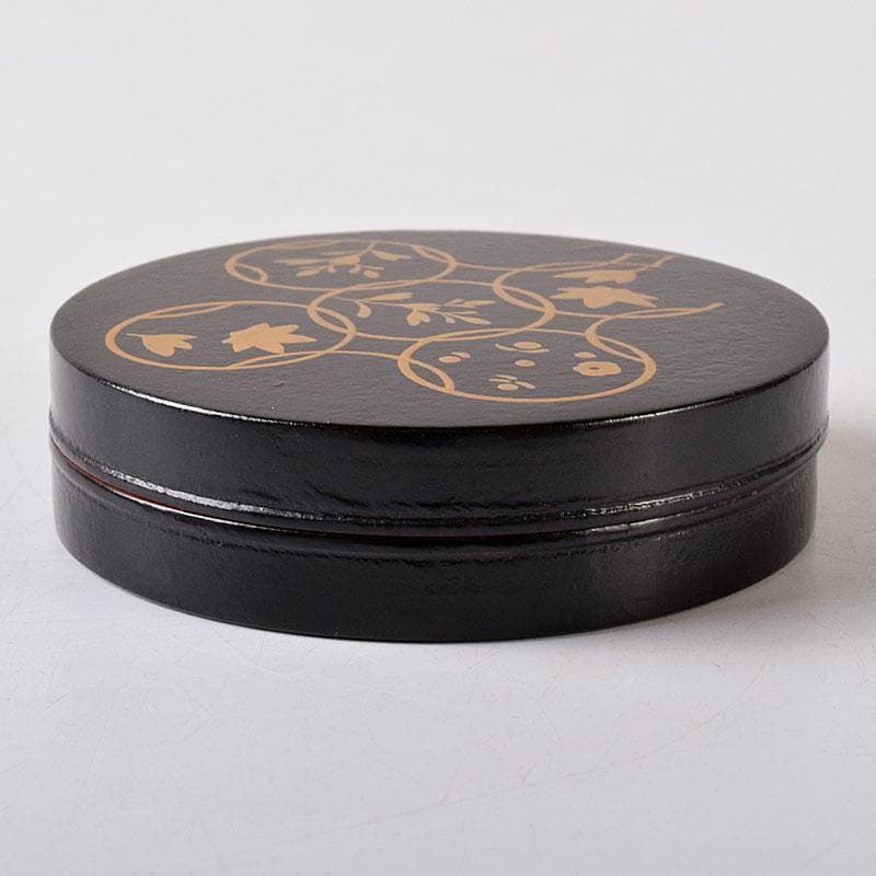 茶道具　筑城筑良作　一閑塗　花七宝蒔絵　香合　共箱　V　7861