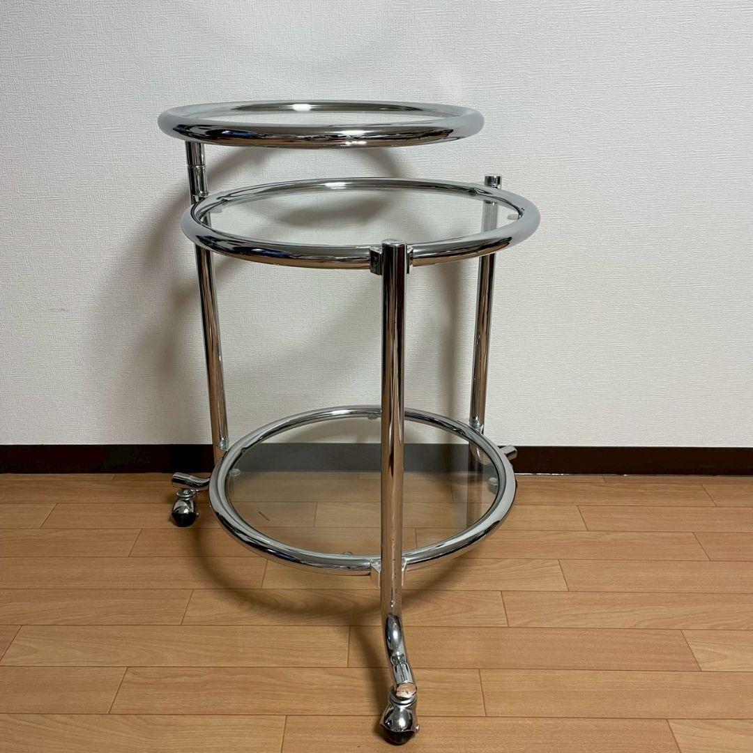 ガラステーブル3段 ミッドセンチュリー ラウンドテーブル コーヒー