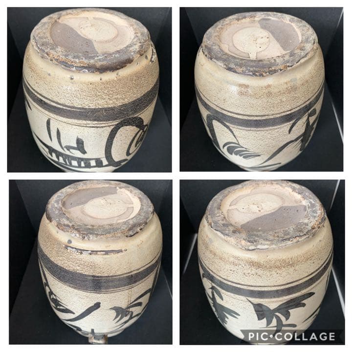 李朝時代絵高麗粉粧灰青沙器鉄絵紋水指茶道具壷壺花瓶時代