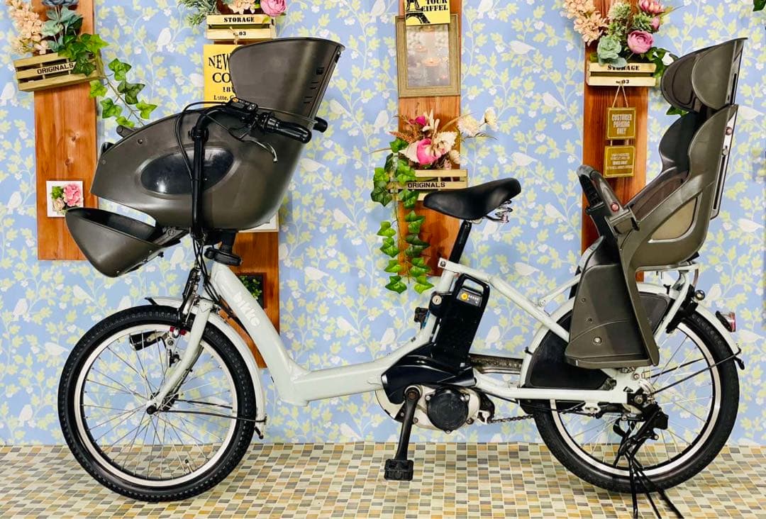 4938子供乗せ電動アシスト自転車ブリヂストン3人乗り20インチ