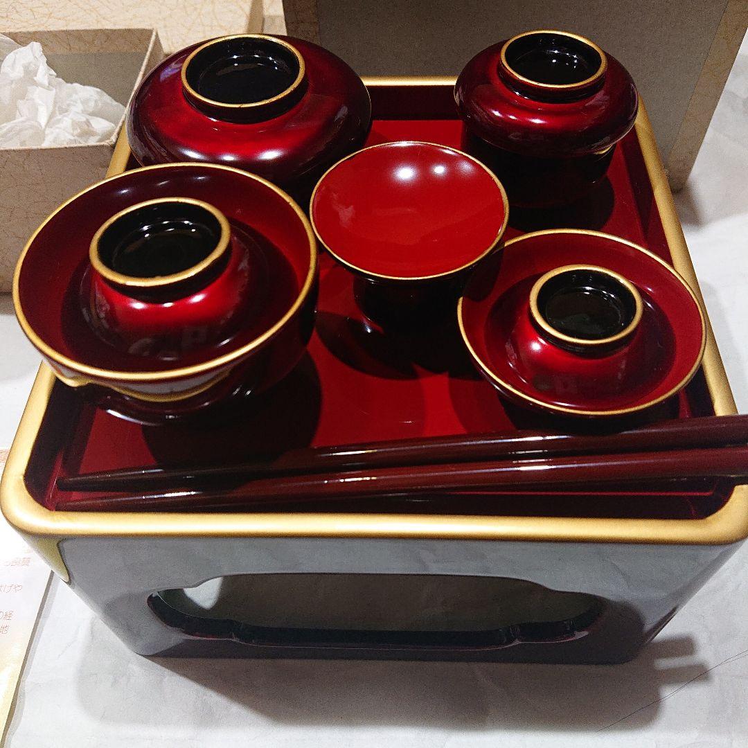 会津ぬり　本金釦付　玉虫　仏膳　堅地椀付　本漆塗　 善セット 五五号