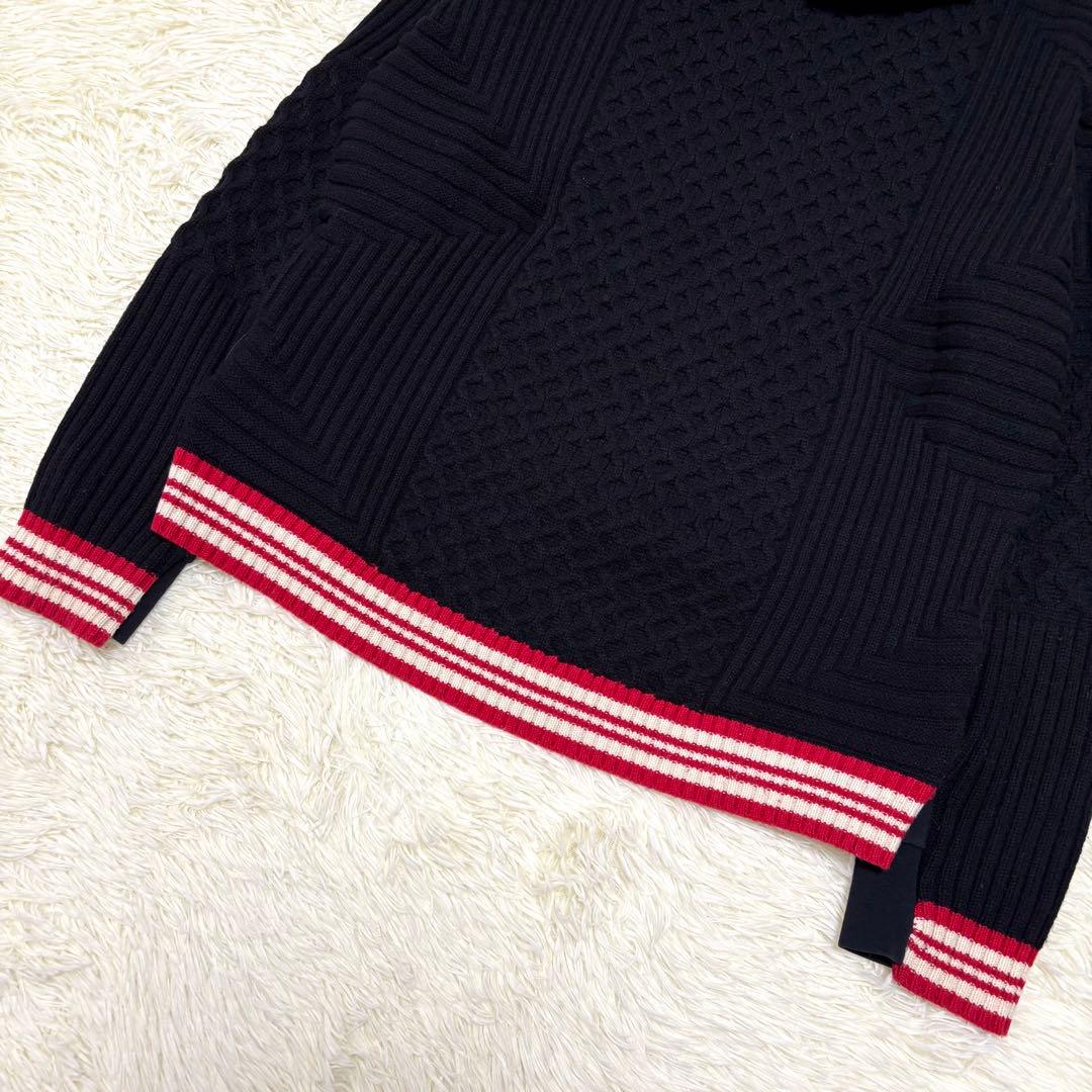 DIESEL ディーゼル ニット切り替えジャケット パーカー 黒 ロゴ 2XL