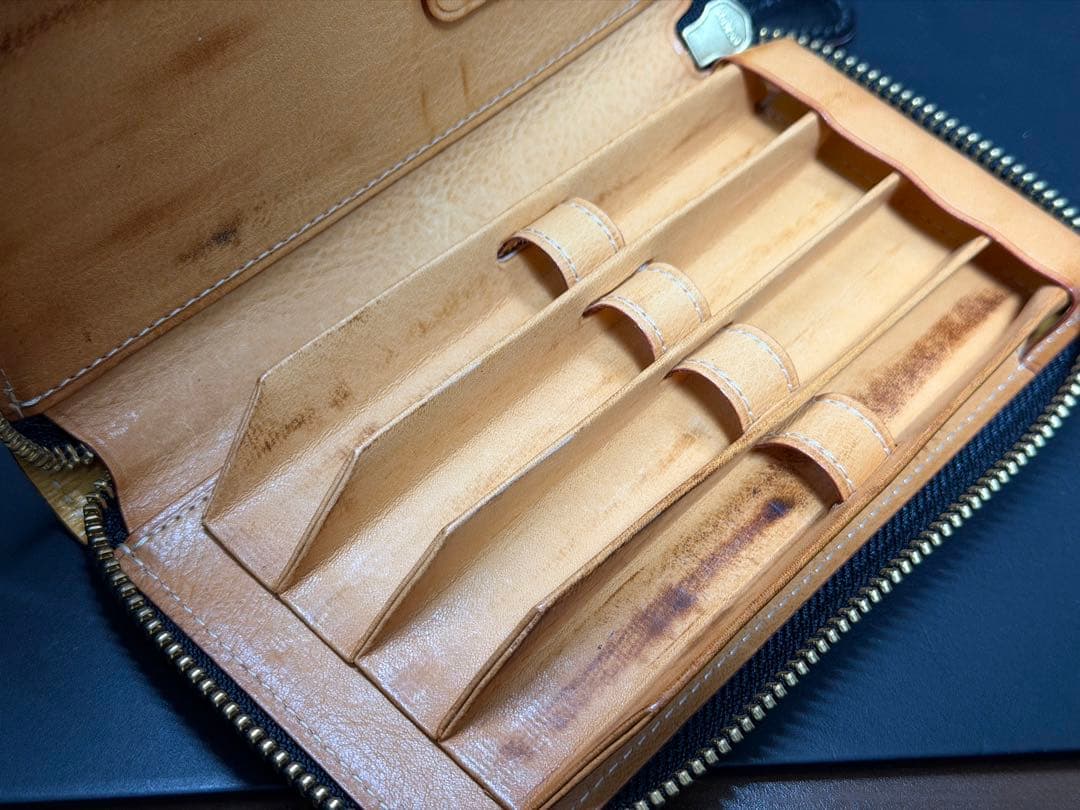 GANZO シンブライドル　4本挿しペンケース　ブラック　ブライドルレザー