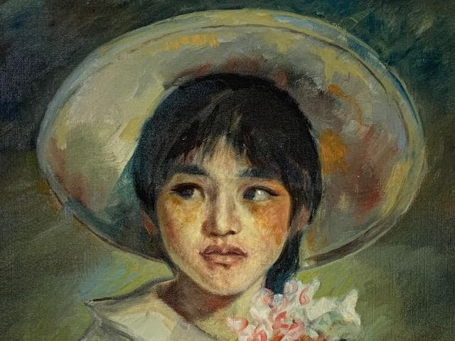 ✨初売り㊗️大型絵画❣️作者不詳『少女』油彩画Ｆ１０号