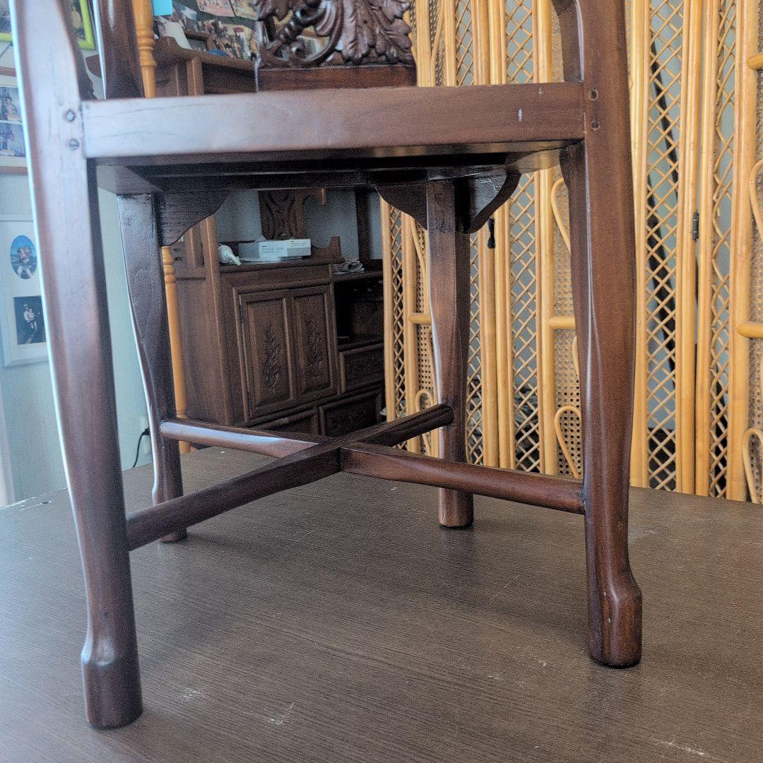 彫刻入り木製アジアン家具 約80cm(椅子.1脚)