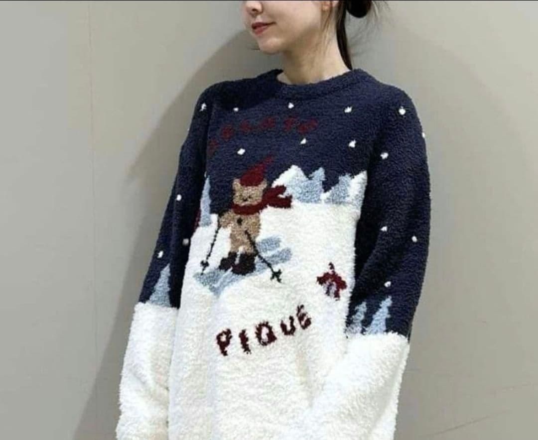 ジェラートピケ【限定品】スキーベアジャガードプルオーバー+ロングパンツ【NVY】