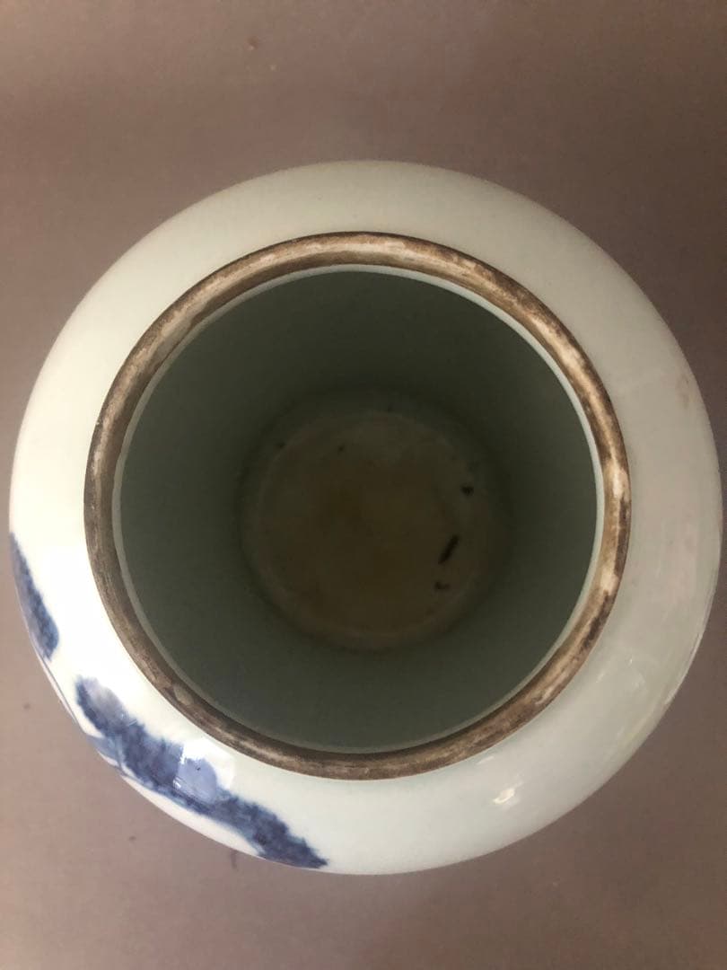 中国骨董 古美術 青花人物紋 蓋付壷