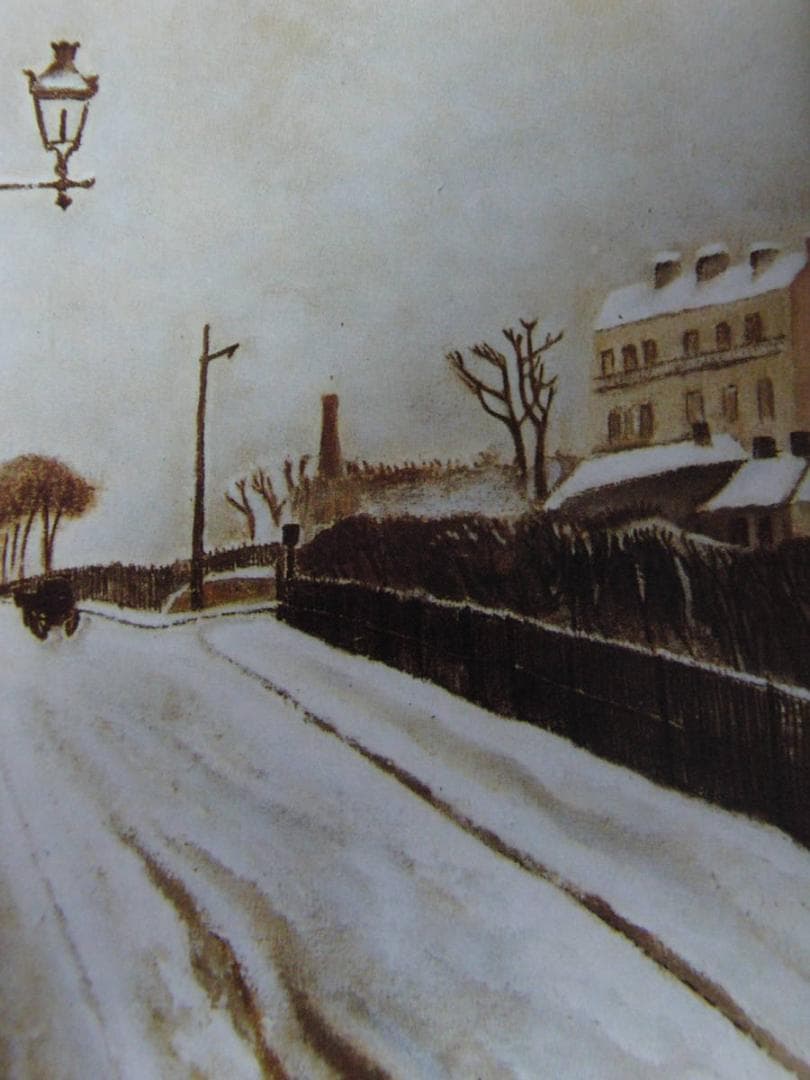 藤田嗣治、「Paysage de neige」、希少画集の額装画、人気作品