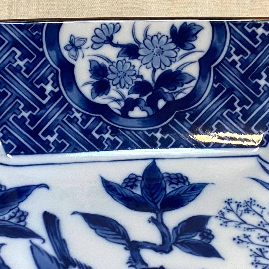 有田焼　幸山窯　大鉢　角鉢　花の図　七宝